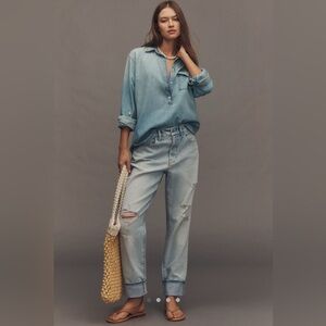 NWT Anthropologie Good American Weekender High Rise Relaxed Jeans 6